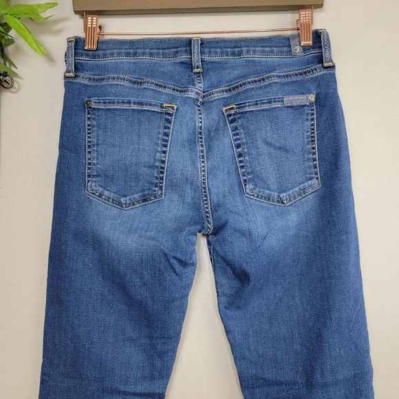 7 For All Mankind Roxanne Skinny Ankle Jeans Frayed Raw Hem Mid Rise 7FAM 28 - Picture 10 of 12